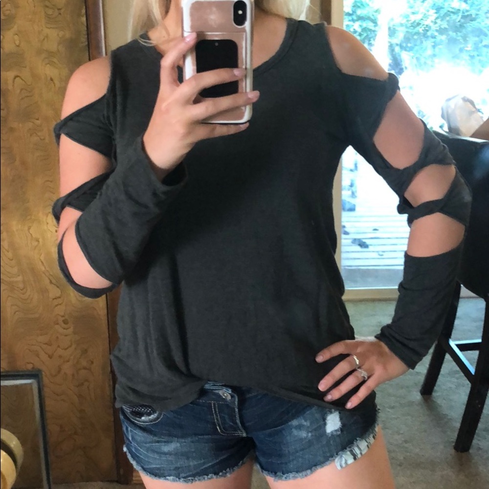 Grey Long Sleeve with Cutouts